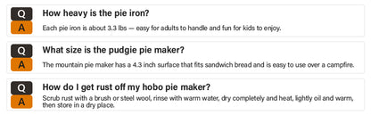 Cast Iron Pie Irons & Campfire Pie Makers | Camping Sandwich Makers