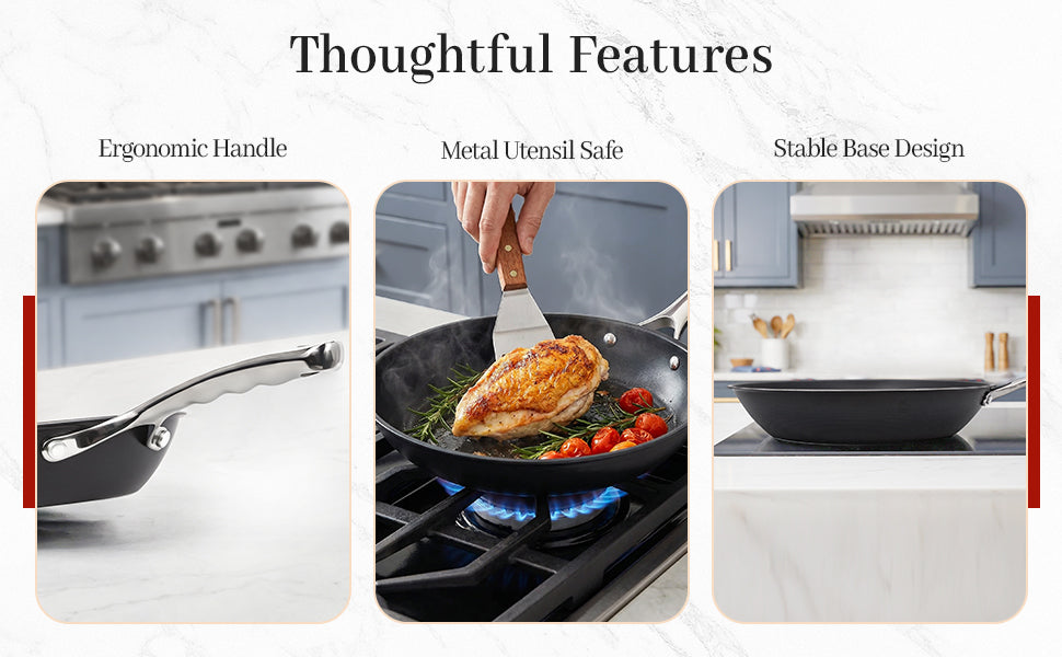 The CASTIVO 9.5 Inch Skillet Carbon Steel Pan - Pre-Seasoned
