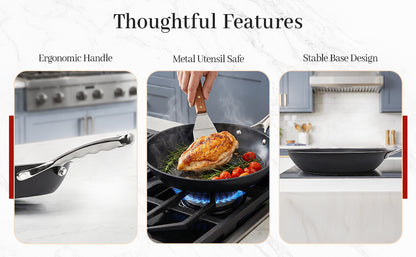 The CASTIVO 9.5 Inch Skillet Carbon Steel Pan - Pre-Seasoned