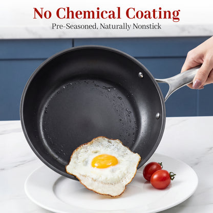 The CASTIVO 9.5 Inch Skillet Carbon Steel Pan - Pre-Seasoned