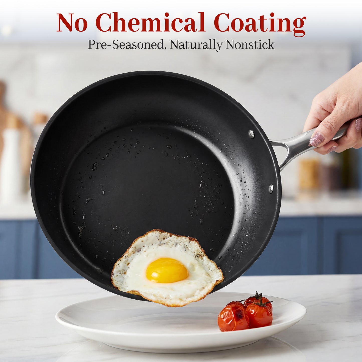 CASTIVO Tri-Ply Carbon Steel 12 Inch Pan - Pre-Seasoned Carbon Steel Skillet