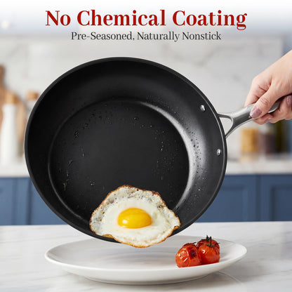 CASTIVO Tri-Ply Carbon Steel 12 Inch Pan - Pre-Seasoned Carbon Steel Skillet